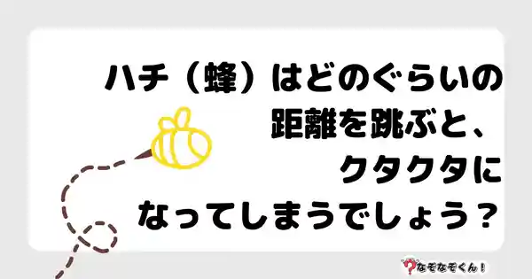 なぞなぞクイズ5056（大人中級者向け）答え付き問題・無料・ ハチ（蜂）はどのぐらいの距離を跳ぶと、クタクタになってしまうでしょう？