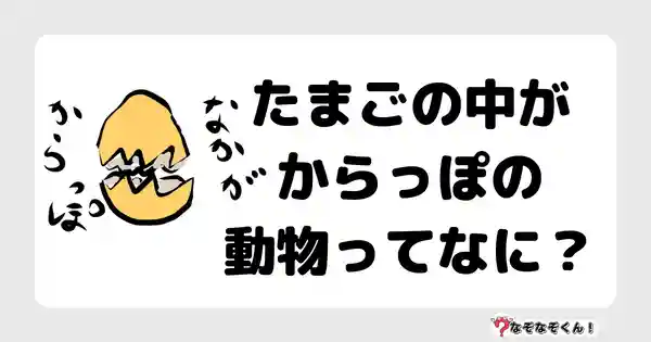 なぞなぞクイズ7036（マニア上級者向け）答え付き問題・無料・たまごの中がからっぽの動物ってなに？