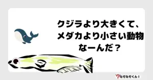 なぞなぞマニア7041（上級） クジラより大きくて、メダカより小さい動物なーんだ？