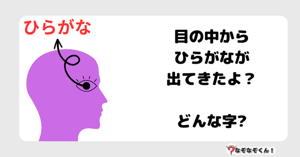 なぞなぞクイズ5076（大人中級者向け）答え付き問題・無料・目の中からひらがなが出てきたよ？どんな字?