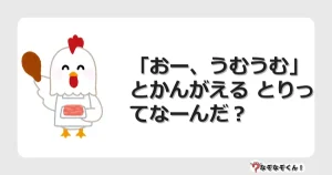 なぞなぞクイズ（幼稚園かんたん）1245イラスト・絵・ヒント・答え付き問題・無料・「おー、うむうむ」とかんがえる とりってなーんだ？