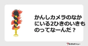 なぞなぞクイズ（小学生むずかしい）3195イラスト・絵・ヒント・答え付き問題・無料・かんしカメラのなかにいる2ひきのいきものってなーんだ？
